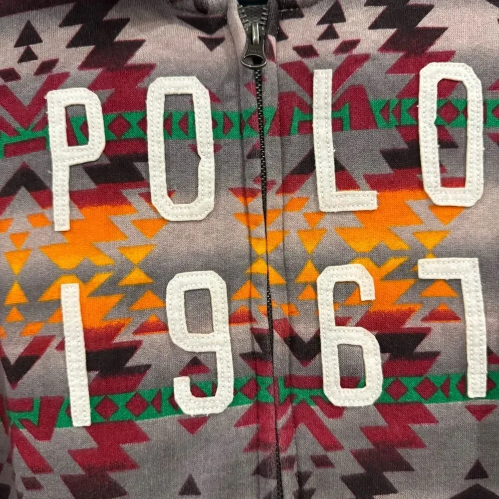 Ralph Lauren Aztec print full zip hoodie sweatshirt. Kids Medium(10-12). Unisex.